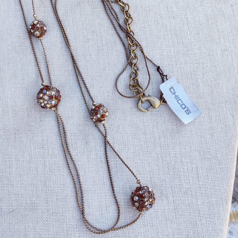 NWT CHICOS crystal disco ball necklace